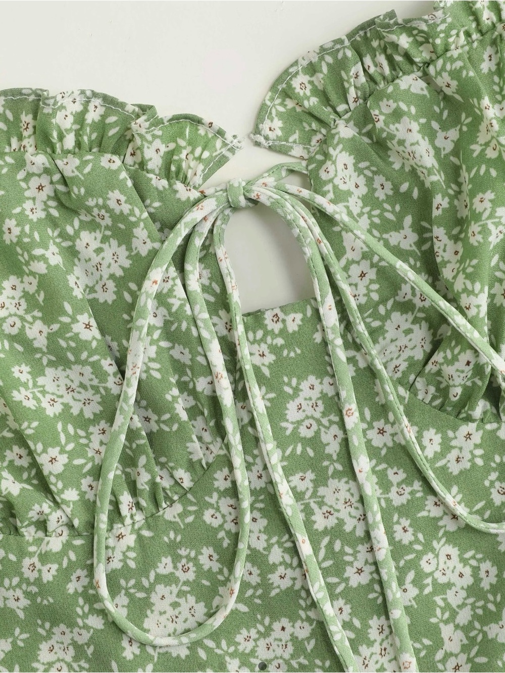 NWT! Cider Olive Green Mini Dress with White Floral Print - Picture 4 of 10
